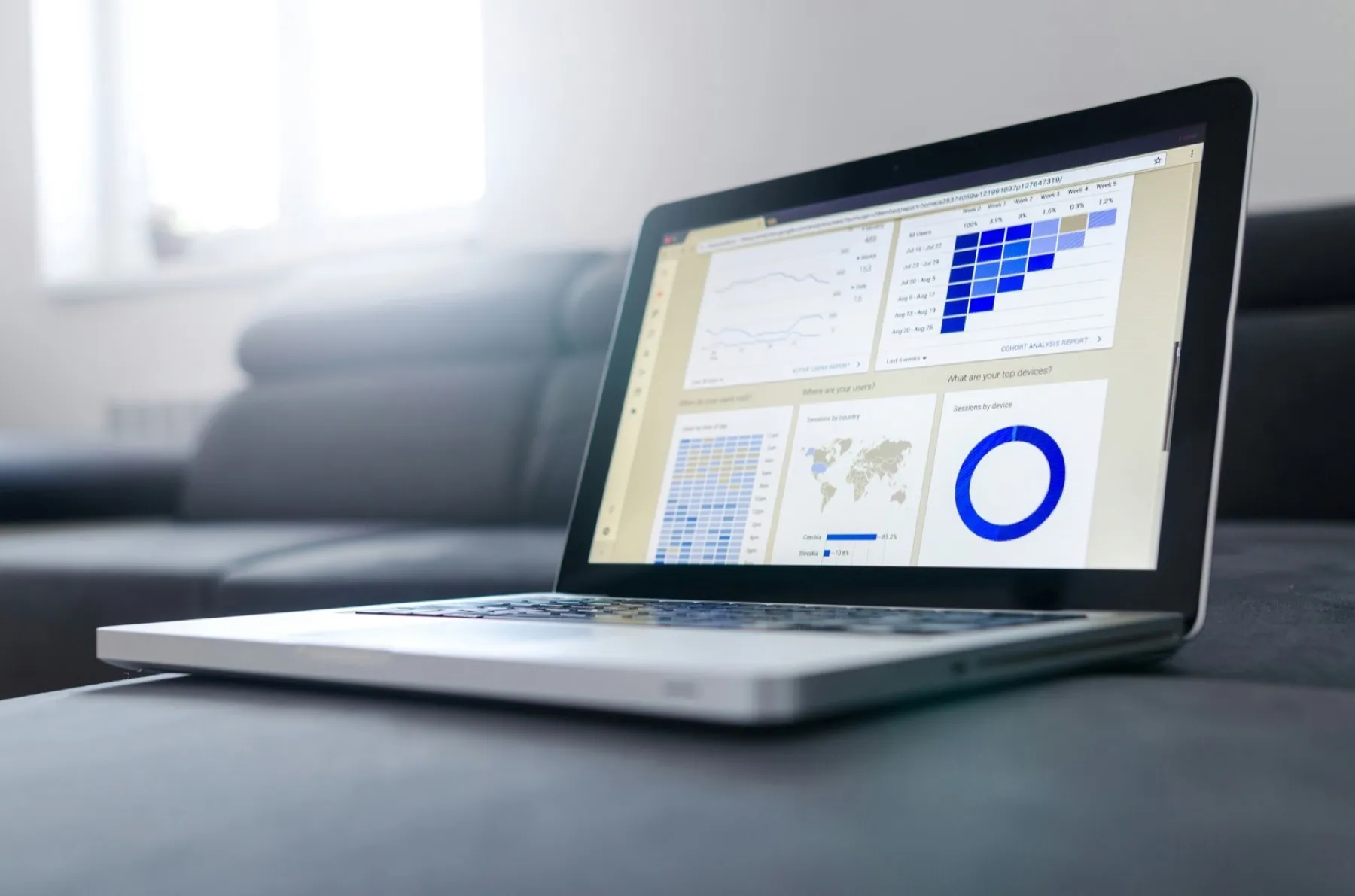 Sales analytics dashboard on a laptop